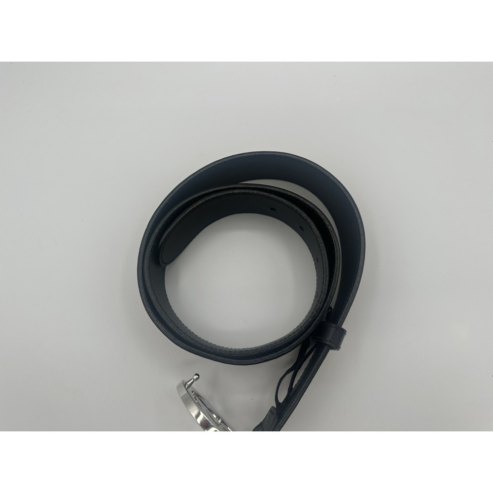 Gucci Man  Black GG Silver Tone Monogram Leather Belt Size 33 - Picture 4 of 7